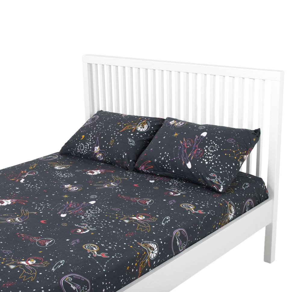 LENCOL-CASAL-QUEEN-240X250-CINZA-MULTICOR-ZOODIAC