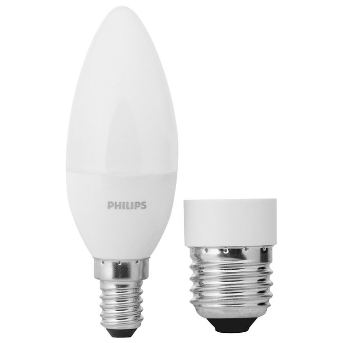 Lampada Led Vela 3 5w E14 127 220v Luz Amarela C Adapator E27 Philips Tok Stok M