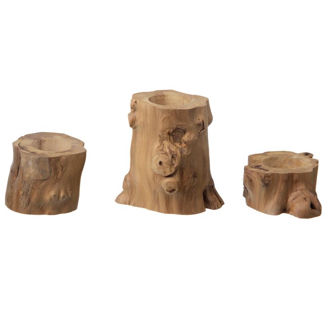 Suporte Vela Réchaud Conjunto Com 3 Peças Cafezal Tronco
