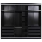 Preto - ESTRUTURA DE GUARDA-ROUPA 3 PORTAS FRIZ