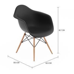 Imagem com medidas do produto EAMES WODDS KIT C/2 CADEIRAS COM BRAÇOS