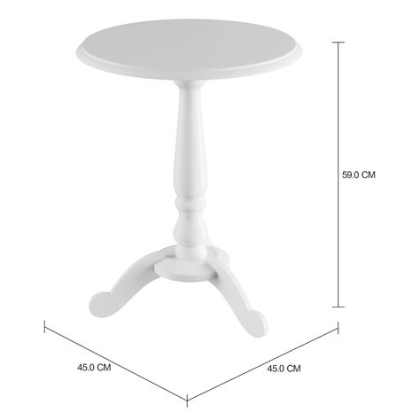 Imagem com medidas do produto PILLIER MESA LATERAL REDONDA 45 CM