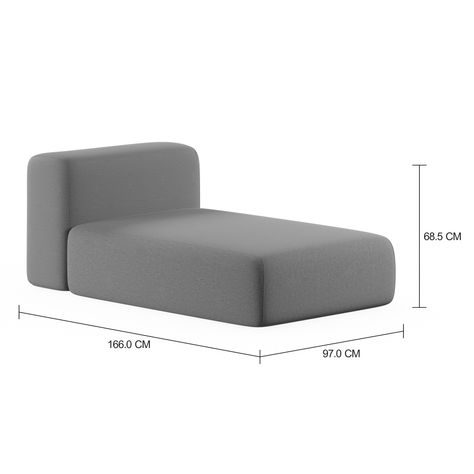 Imagem com medidas do produto OSLO MÓDULO CHAISE LONGUE