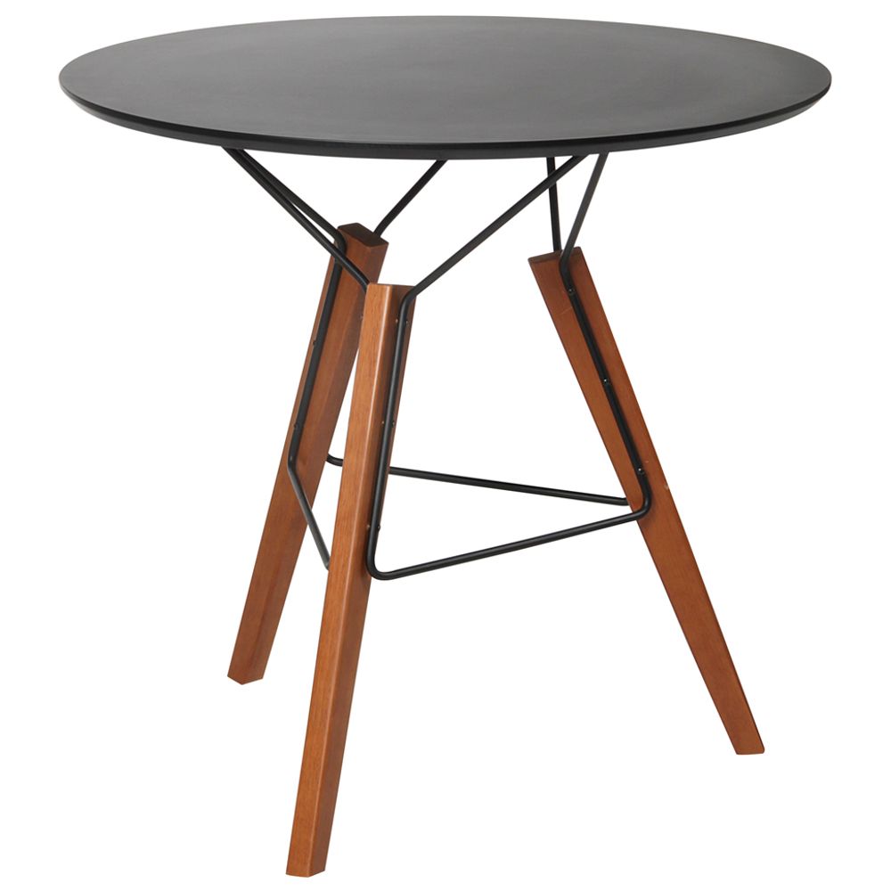 Mesa Redonda 80 Cm Diámetro Extensible Mesa Redonda 80 Cm Nozes/preto Ovni - Tok Stok