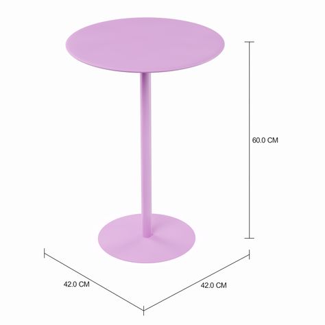 Imagem com medidas do produto DART FIXY MESA LATERAL REDONDA 42 CM