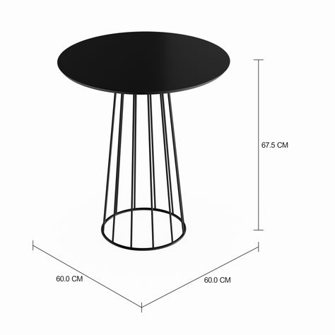 Imagem com medidas do produto RAI MESA LATERAL REDONDA 60 CM