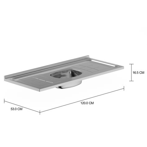 Imagem com medidas do produto STEELBOX I PIA 120 CENTRAL