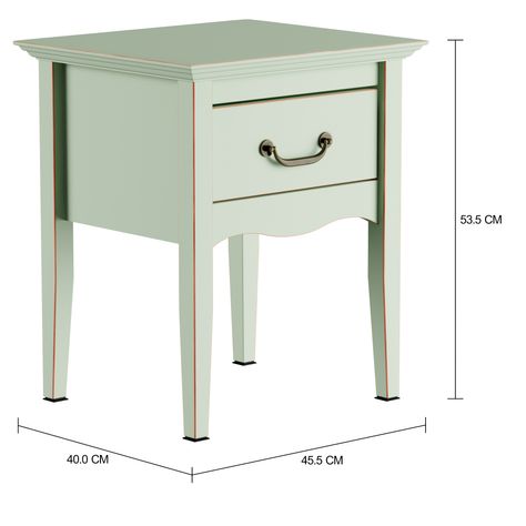 Imagem com medidas do produto PAYSAN MESA DE CABECEIRA 1 GAVETA