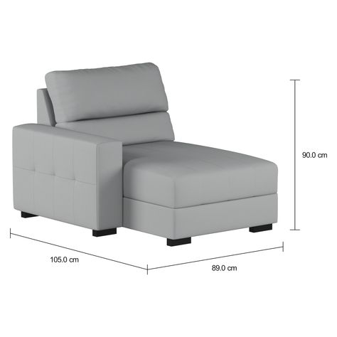 Imagem com medidas do produto LARSON MÓDULO CHAISE LONGUE DIREITO COM BAÚ