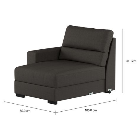 Imagem com medidas do produto LARSON MÓDULO CHAISE LONGUE DIREITO COM BAÚ