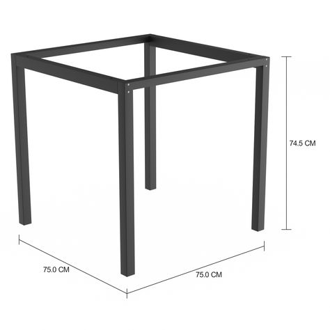 Imagem com medidas do produto METRIC BASE MESA 75 CM X 75 CM