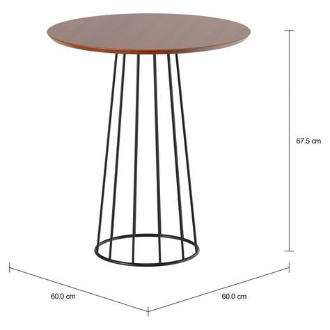 Imagem com medidas do produto RAI MESA LATERAL REDONDA 60 CM