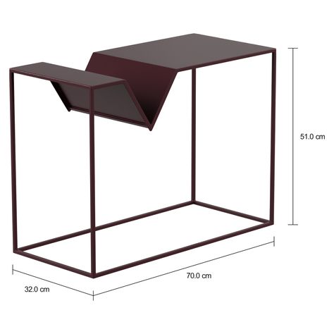 Imagem com medidas do produto VINCO MESA LATERAL 32 CM X 70 CM