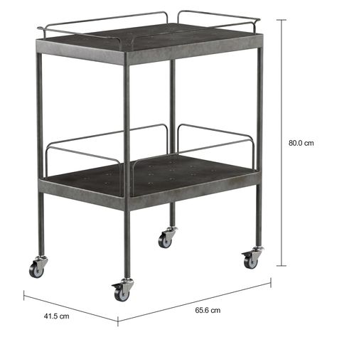 Imagem com medidas do produto ZINCO I CARRINHO BAR 65 CM X 41 CM