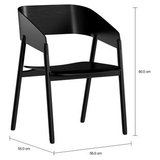 Imagem com medidas do produto CURVED CADEIRA C/BRAÇOS