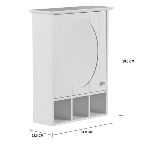 Imagem com medidas do produto VILLAGE ARMÁRIO C/ESPELHO 1 PORTA 61X80