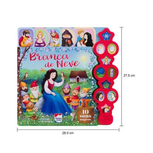 Imagem com medidas do produto LIVRO MUSICAL CLÁSSICOS: BRANCA DE NEVE