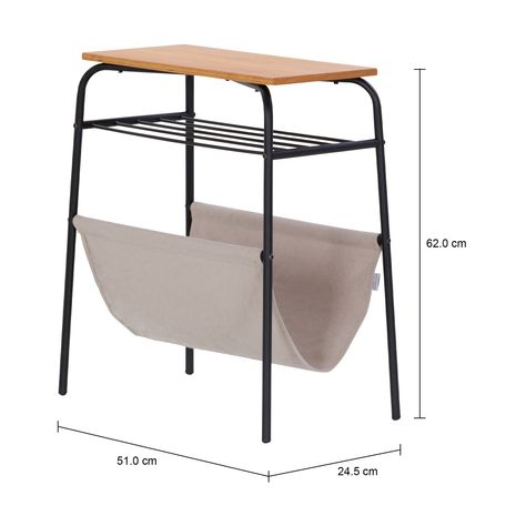 Imagem com medidas do produto CARTE MESA LATERAL/PORTA-REVISTA 51 CM X 34 CM