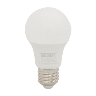 LÂMPADA LED BULBO A60 E27 4,9W 3000K 127 220V LUZ AMARELA TASCHIBRA