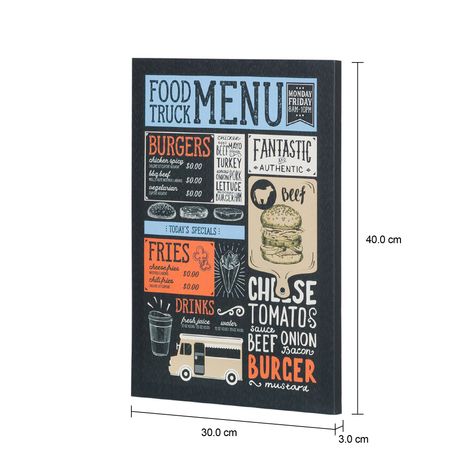 Imagem com medidas do produto TELA 30 CM X 40 CM FOOD TRUCK MENU