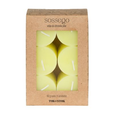 VELA PILAR CITRONELA COM 6 SOSSEGO MINI