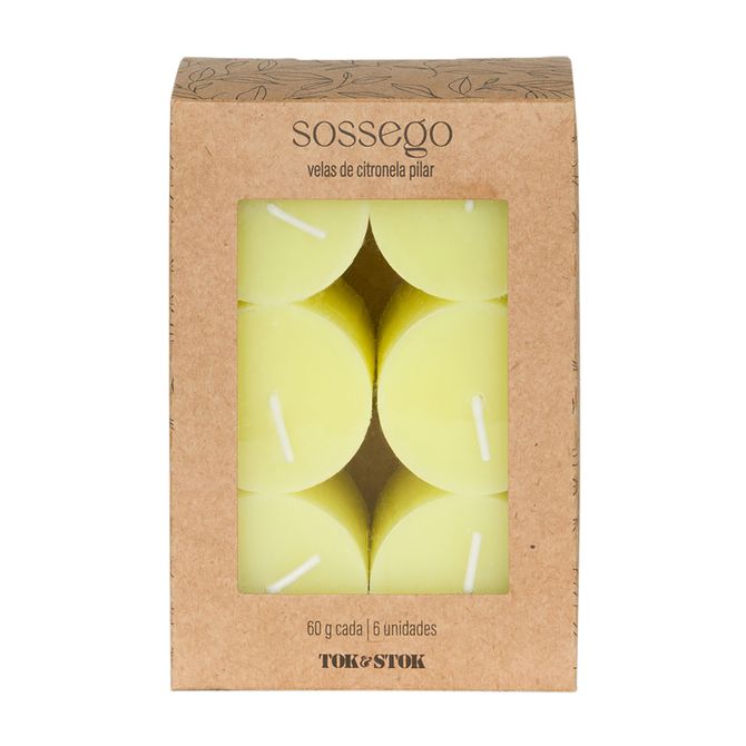 Vela Pilar Citronela Com 6 Sossego Mini