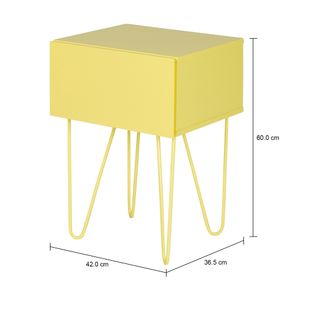 Imagem com medidas do produto KLEE MESA DE CABECEIRA 1 GAVETA