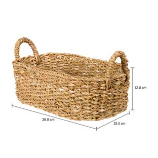 Imagem com medidas do produto CESTO COM ALÇAS RETANGULAR 12 CM X 25 CM X 38 CM SANSU