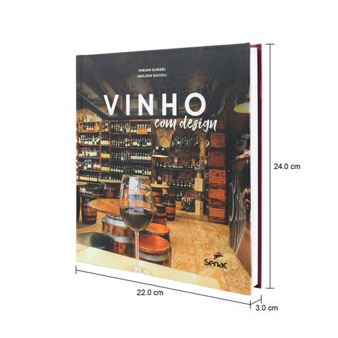 Imagem com medidas do produto LIVRO VINHO COM DESIGN