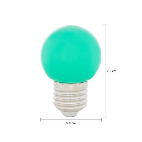 Imagem com medidas do produto LÂMPADA LED BOLINHA VERDE 1W E27 220V TASCHIBRA