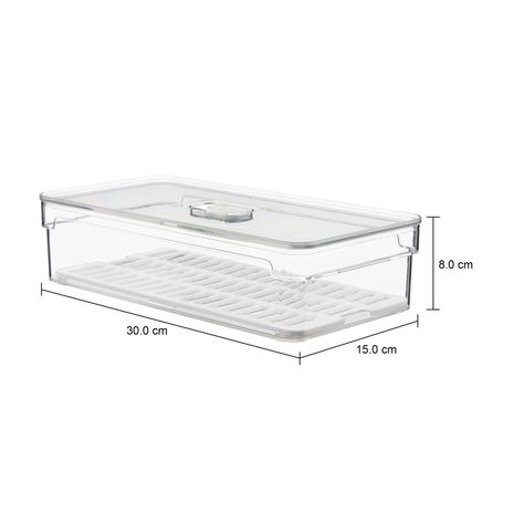 Imagem com medidas do produto ORGANIZADOR COM TAMPA 30 CM X 15 CM PRACTICAL FRIDGE