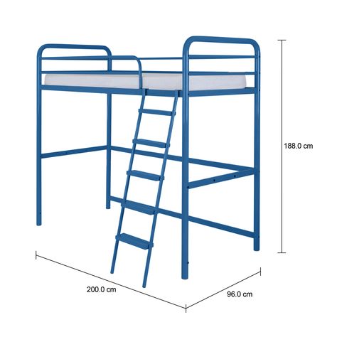 Imagem com medidas do produto CAMA SISTEMA DE QUARTO INTEGRADO 88 CM COM ESTRUTURA PARA ESCRIVANINHA NEW LINK