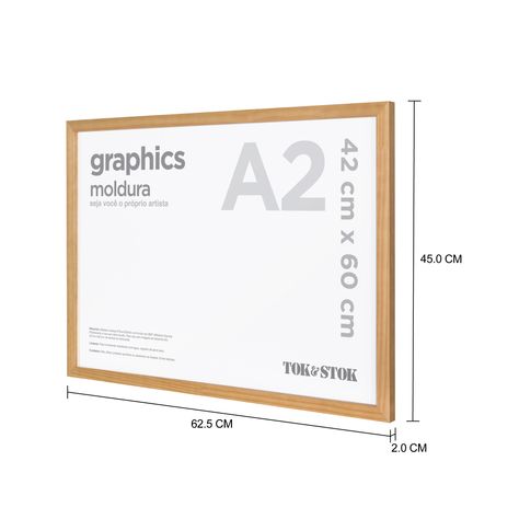 Imagem com medidas do produto KIT MOLDURA A2 42 CM X 60 CM GRAPHICS