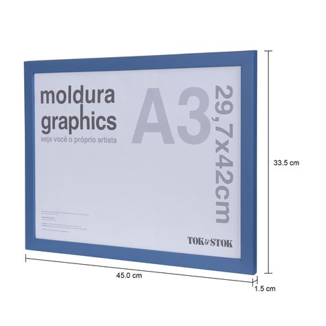 Imagem com medidas do produto KIT MOLDURA A3 29 CM X 42 CM GRAPHICS
