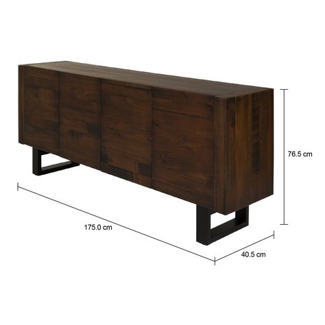 Imagem com medidas do produto BUFFET 4 PORTAS 1,75 M X 40 CM NIARA