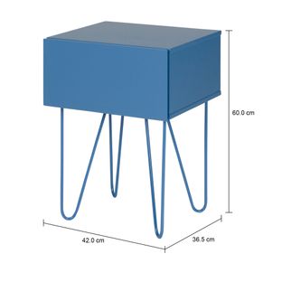 Imagem com medidas do produto KLEE MESA DE CABECEIRA 1 GAVETA