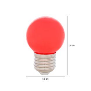 Imagem com medidas do produto LÂMPADA LED BOLINHA VERMELHA 1W E27 127V TASCHIBRA