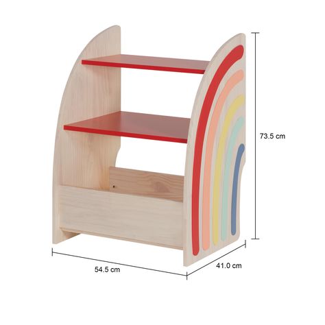 Imagem com medidas do produto ESTANTE INFANTIL 54 CM X 73 CM ARCA-ÍRIS