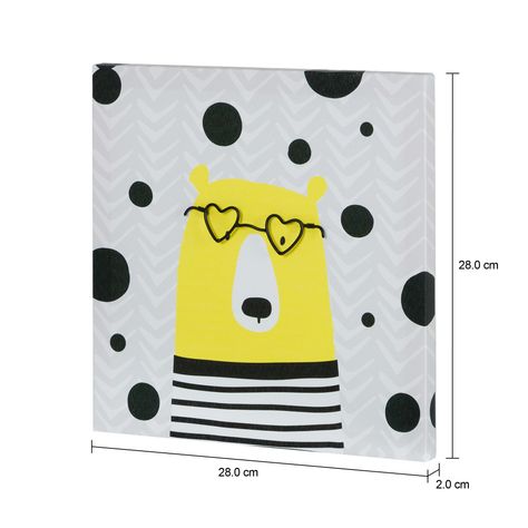 Imagem com medidas do produto TELA 28 CM X 28 CM GEEK FUN BEAR