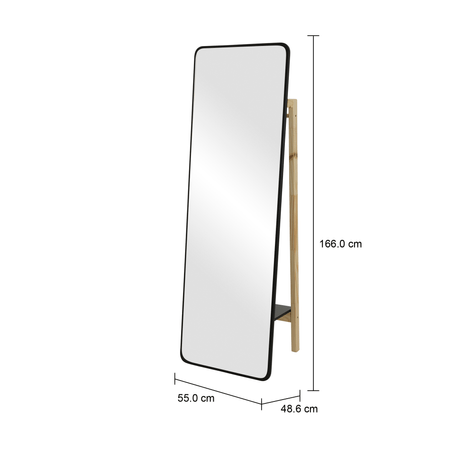 Imagem com medidas do produto ESPELHO COM CABIDEIRO ARARA 55 CM X 1,66 M MIRU