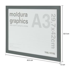 Imagem com medidas do produto KIT MOLDURA A3 29 CM X 42 CM GRAPHICS