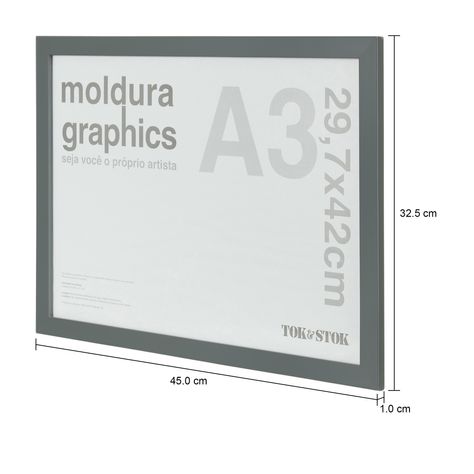 Imagem com medidas do produto KIT MOLDURA A3 29 CM X 42 CM GRAPHICS