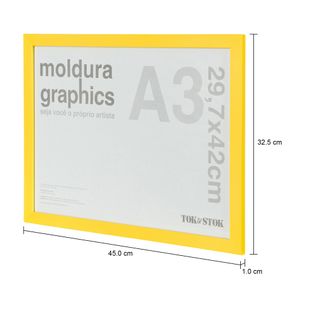 Imagem com medidas do produto KIT MOLDURA A3 29 CM X 42 CM GRAPHICS