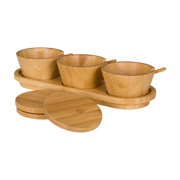 PORTA-MOLHOS PASTA COM 3 BAMBOO BAMBU/BAMBU | Tok&Stok