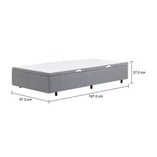 Imagem com medidas do produto PRIZE BASE PARA CAMA BOX SOLTEIRO 98 CM COM BAÚ