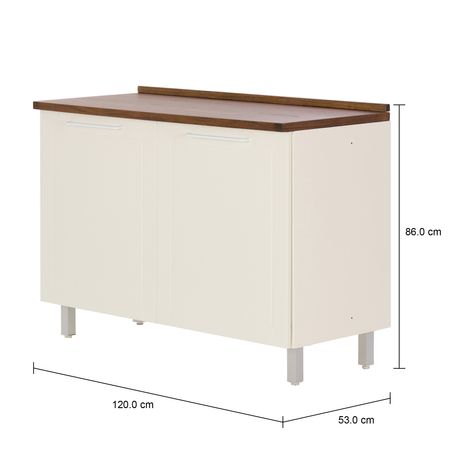 Imagem com medidas do produto STEELBOX INFERIOR 120 2 PORTAS COM TAMPO