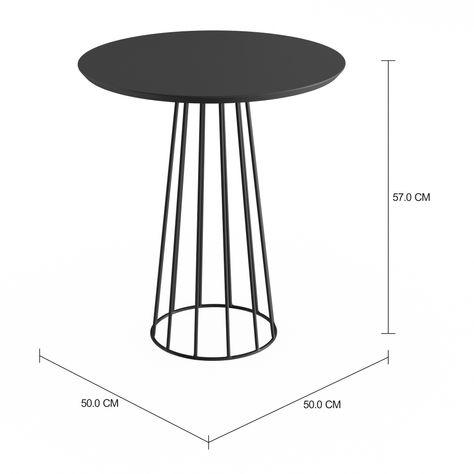Imagem com medidas do produto RAI MESA LATERAL BAIXA REDONDA 50 CM