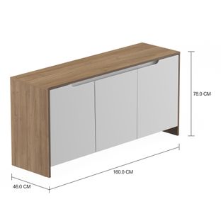 Imagem com medidas do produto BUFFET 3 PORTAS/1 GAVETA 1,60 M X 46 CM INDOOR