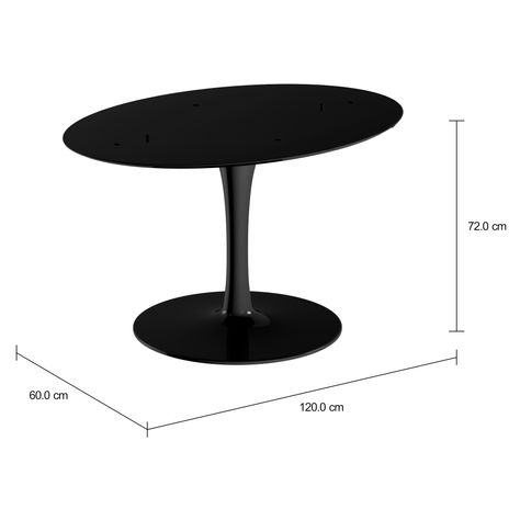 Imagem com medidas do produto BASE DE MESA CENTRAL OVAL FV 1,98 M TULIPE