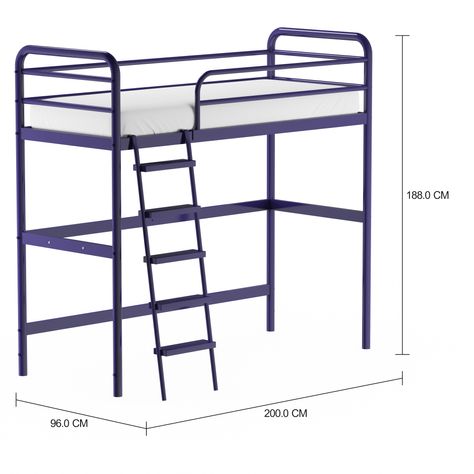 Imagem com medidas do produto CAMA SISTEMA DE QUARTO INTEGRADO 88 CM COM ESTRUTURA PARA ESCRIVANINHA NEW LINK